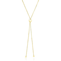 14k Yellow Gold Adjustable Heart Style Lariat Necklace