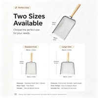 Stainless Steel Cat Litter Scoop With Fine Mesh Sifter, Durable Metal Litter Scooper With Ergonomic Wooden Handle, Heavy