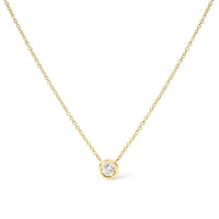 2 Micron 14K Rose Gold Plated Sterling Silver Bezel-Set Diamond Solitaire Pendant Necklace (1/3 cttw, H-I Color, I1-I2 Clarity)