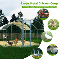 26x9x6Large Metal Chicken Coop,Walk-in Poultry Cage,Chicken Run With Waterproof Cover,Outdoor Backyard Farm,Chicken Rabb