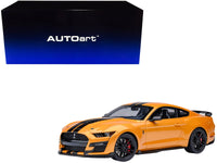 Ford Mustang Shelby GT500 Cyber Orange Metallic with Black Stripes 1/18 Model Car by Autoart