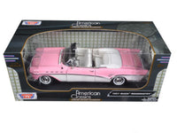 1957 Buick Roadmaster Convertible Pink and White 1/18 Diecast Model Car by Motormax