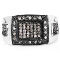 0.52 Carat Genuine Champagne Diamond .925 Sterling Silver Ring