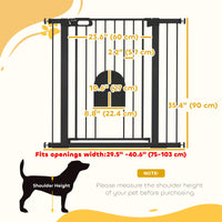 30"-41" Extra Wide Pet Gate Barrier with Small Door, 35"H Dog Gate with Safety Gate Barrier, Stair Pressure Fit, Black