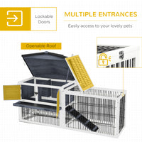 2 Level 59" Outdoor Rabbit Hutch with Openable Top, Dark Gray