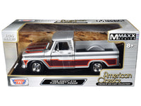 1966 Chevrolet C10 Fleetside Pickup Truck Silver Metallic with Brown Sides "American Classics" Series 1/24 Diecast Model Car by Motormax