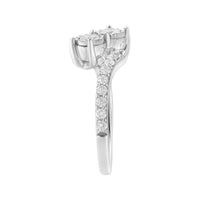 10K White Gold Two-Stone Miracle-Set Diamond Bypass Ring (1 Cttw, H-I Color, I1-I2 Clarity) - Size 6