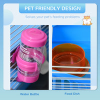 2-Level Hamster Cage Rodent Gerbil House Mouse Mice Rat Habitat Metal Wire with Exercise Wheel, Play Tubes, Water Bottle