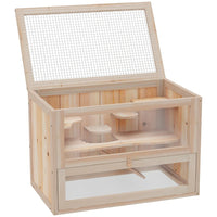2-Level Hamster Cage Mice And Rat House, With Openable Top, Front Door, Shelf And Ladder For Hamsters, Mice And Other Sm