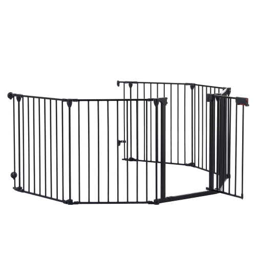 150 Adjustable Safety Gate 6 Panels Play Yard Metal Doorways Fireplace Fence Christmas Tree Fence Gate For House Stairs 
