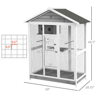 Wooden Bird Cage Aviary, Flight Cage With 4 Perches, Nest And Slide-Out Tray For Indoor Outdoor, GrayMultiple Packages S