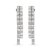 14K White Gold 4.0 Cttw Diamond Asymmetrical Inside Out Double-Hoop Earrings (I-J Color, I1-I2 Clarity)