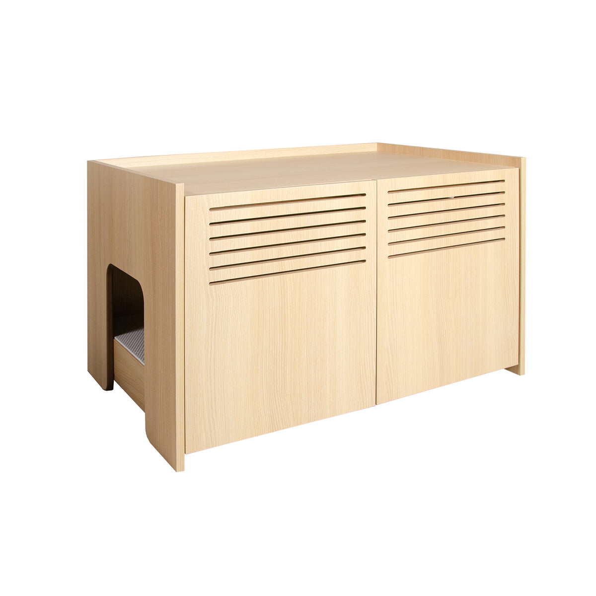 Modern Wooden Cat House with Scratching Pad , Cat Litter Box Enclosure, Spacious Hidden Cat Litter Box -33.46" x 21.06" 