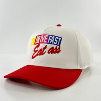 DRIVE FAST Funny SnapBack Cap Inappropriate Hat Custom Embroidered Collab Rowdy Roger