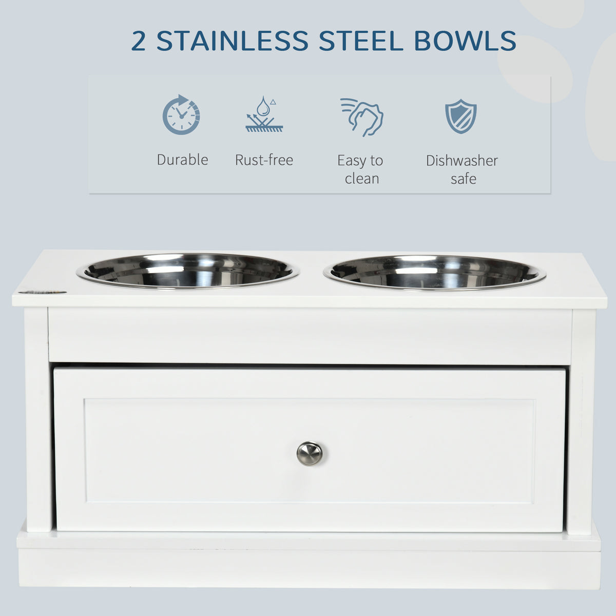 Large Elevated Dog Bowls with Storage Drawer Containing 11L Capacity, Raised Dog Bowl Stand Pet Food Bowl Dog Feeding St