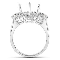 0.89 Carat Genuine White Diamond 14K White Gold Semi Mount Ring - holds 11x9mm Pear Gemstone
