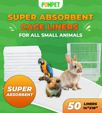 Guinea Pig Cage Liners Disposable 50 Pack Absorbent Small Pet Pads 14x18