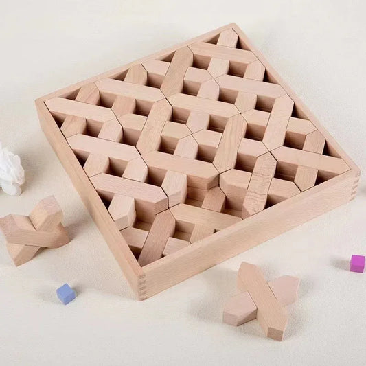 32-Piece Wooden X-Shape Building Blocks Set with Storage Tray - BIG FRENCHIES