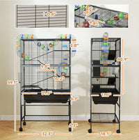 5 Tier Hamster Cage, Rolling Rat Cage With Deep Tray, Storage Shelf, Big Exercise Wheel, Hut, Tube System
