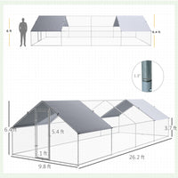 Large Chicken Coop Metal Chicken Run for Chickens with Waterproof and Anti-UV Cover, Spire Shaped Walk in Fence Cage Hen