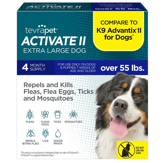 Protect Your Pup with Activate II Flea and Tick Prevention - Topical Drops for Extra Large Dogs (55+ lbs) - 4 Month Supply! - BIG FRENCHIES