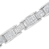 14K White Gold 5.0 Cttw Princess Cut Diamond Invisible Set Alternating Size D Shaped Links Tennis Bracelet (H-I Color, SI2-I1 Clarity) - 7â€
