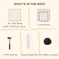 36 Panels Small Animal Playpen with Door, DIY C & C Cage for Guinea Pigs with Ramp, Portable Metal Wire Yard for Rabbit,