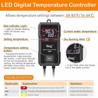 Hygger Aquarium Heater 300W-1000W LED Controller Fresh Saltwater Tank