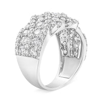 10K White Gold 3.00 Cttw Diamond Multi Row Cluster Band Ring (I-J Color, I3 Clarity) - Size 7