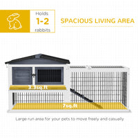 2 Level 59" Outdoor Rabbit Hutch with Openable Top, Dark Gray