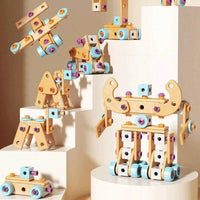 126-Piece Creative Wooden Construction & Tool Set Early Education Pretend Play Toy