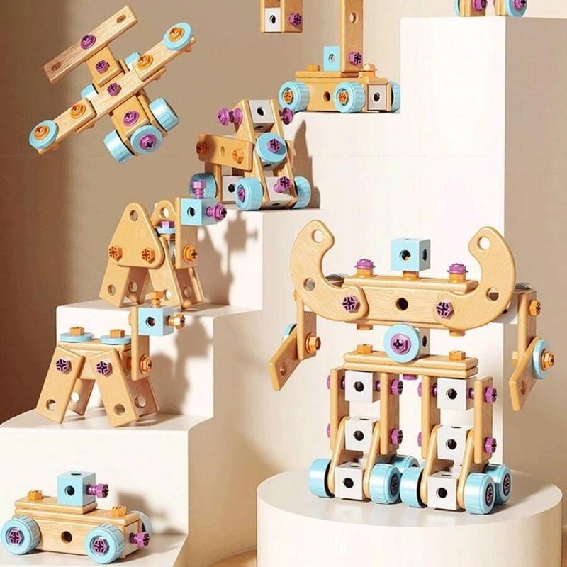 126-Piece Creative Wooden Construction & Tool Set Early Education Pretend Play Toy