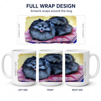 Pomeranian Ceramic Coffee Mug 15 oz Decorative Large C Handle Mug Cup for Tea, Cocoa Hot Chocolate