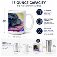 Pomeranian Ceramic Coffee Mug 15 oz Decorative Large C Handle Mug Cup for Tea, Cocoa Hot Chocolate