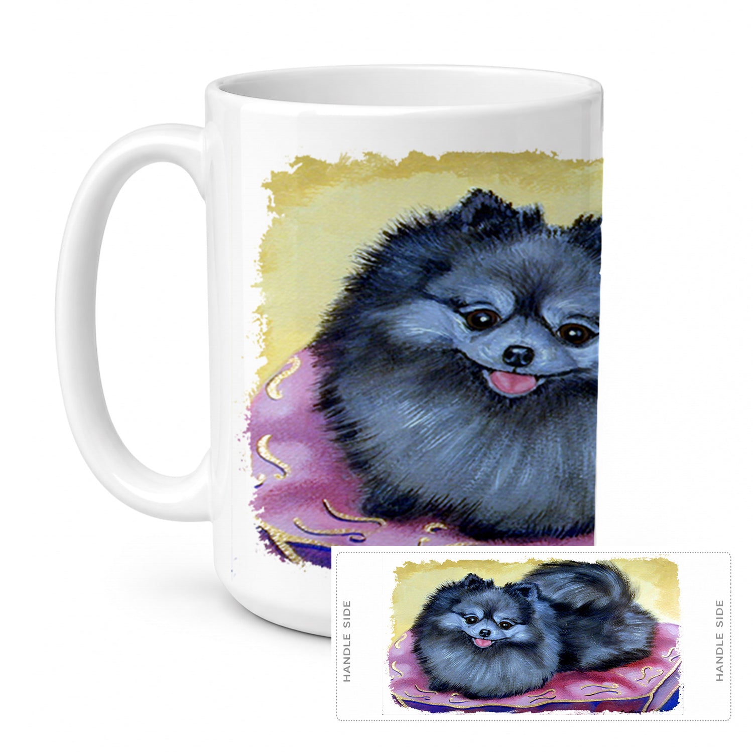 Pomeranian Ceramic Coffee Mug 15 oz Decorative Large C Handle Mug Cup for Tea, Cocoa Hot Chocolate