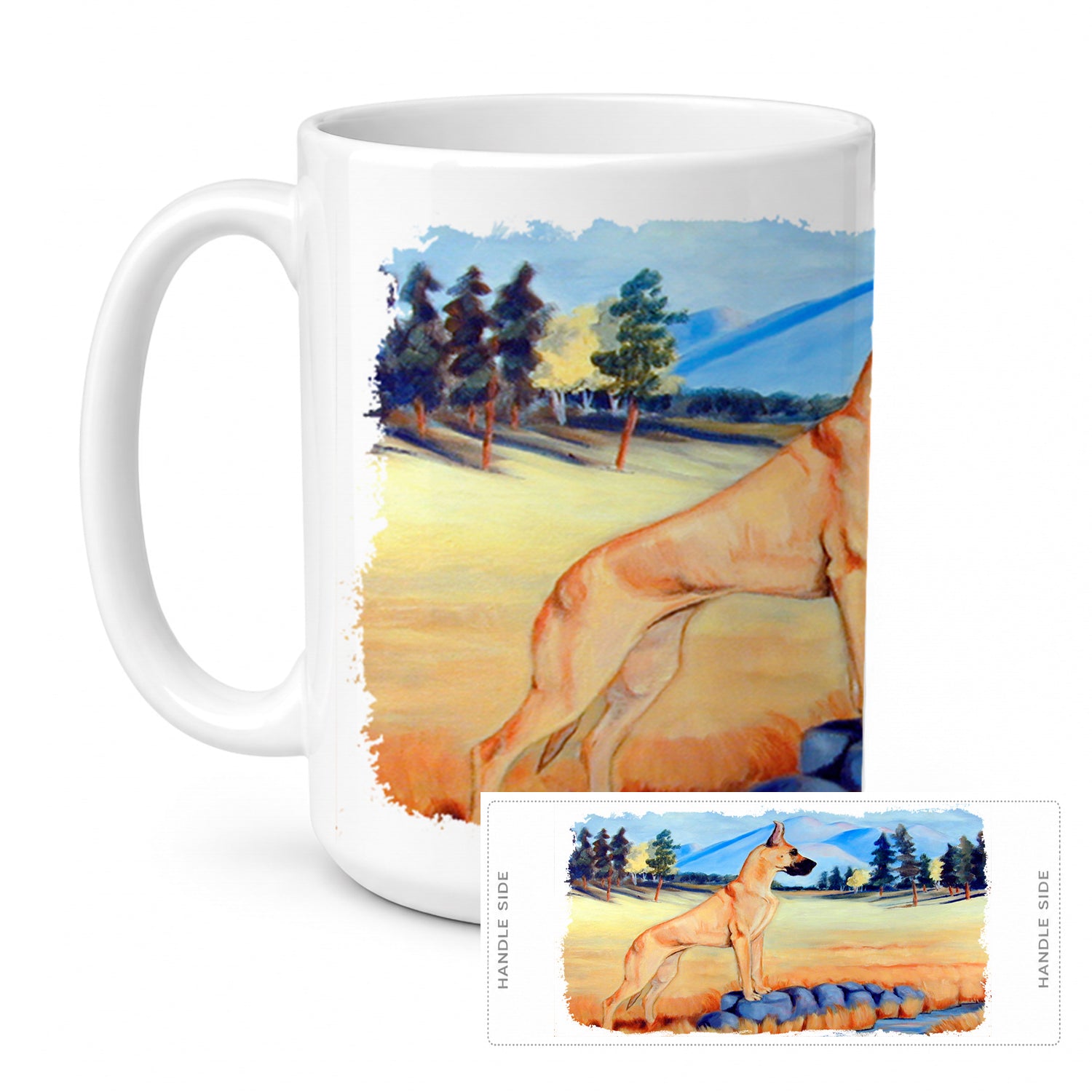Great Dane Ceramic Coffee Mug 15 oz Decorative Large C Handle Mug Cup for Tea, Cocoa Hot Chocolate