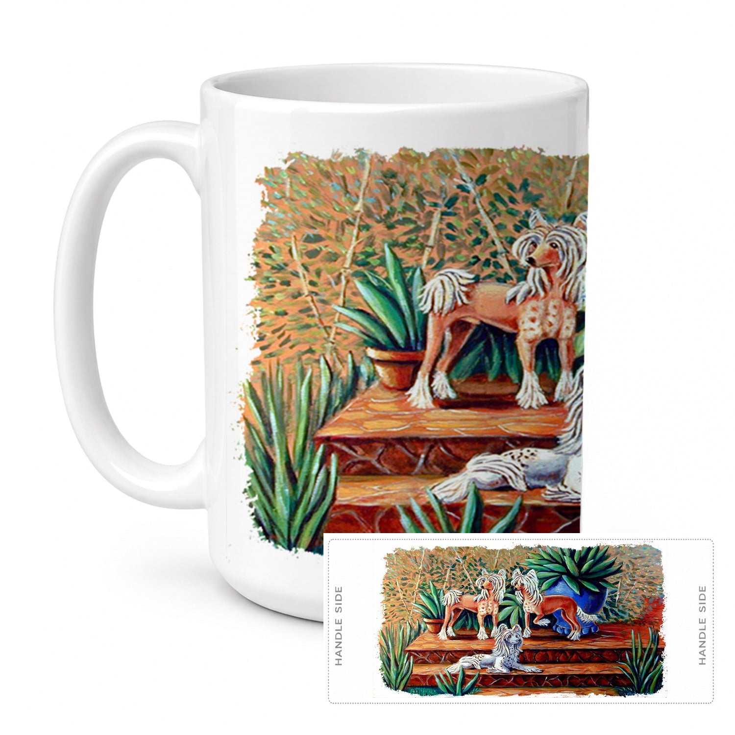 Chinese Crested  Ceramic Coffee Mug 15 oz Decorative Large C Handle Mug Cup for Tea, Cocoa Hot Chocolate