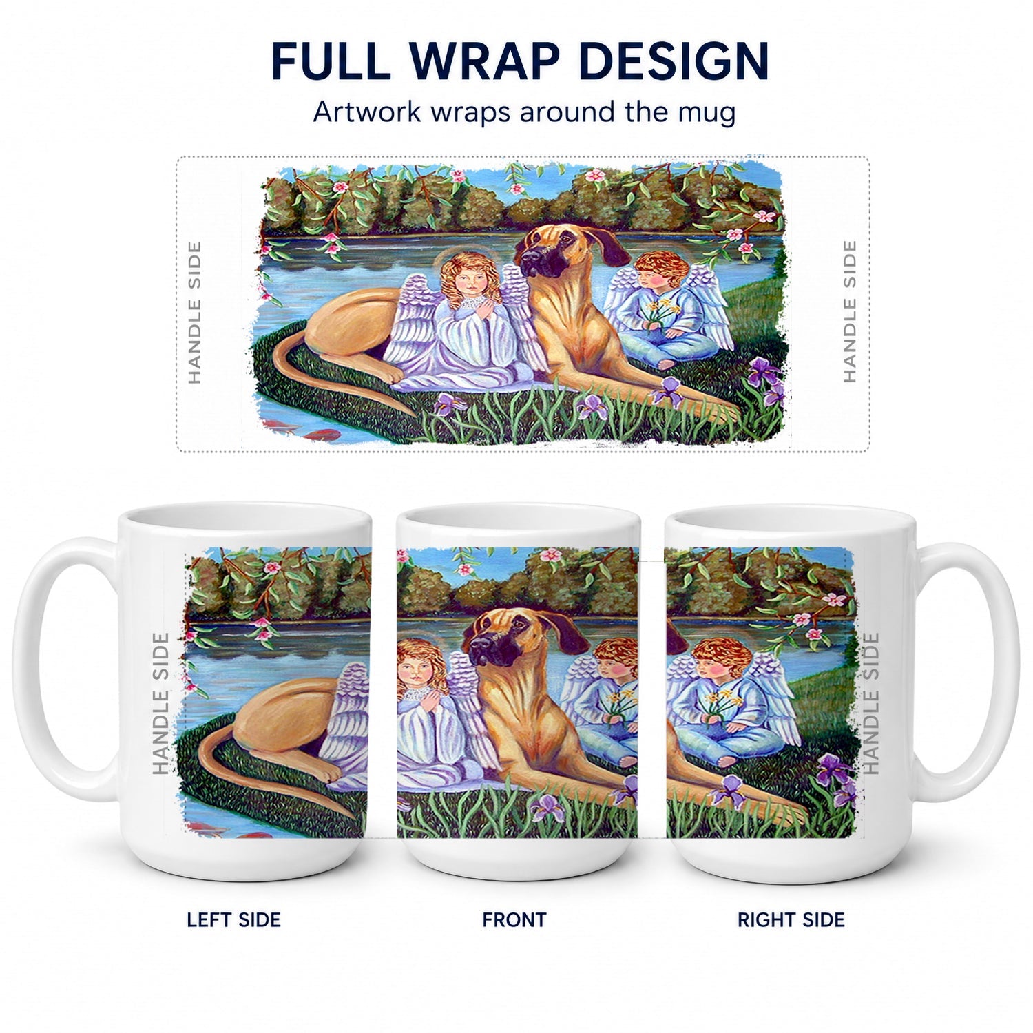 Angels with Great Dane Ceramic Coffee Mug 15 oz Decorative Large C Handle Mug Cup for Tea, Cocoa Hot Chocolate