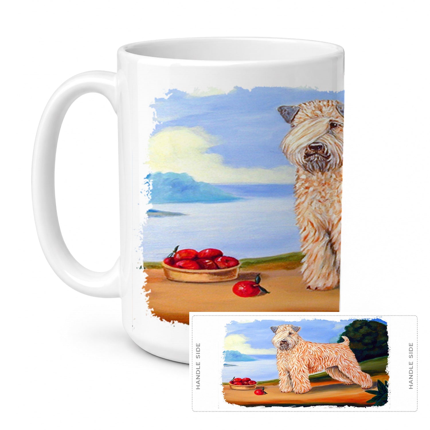 Wheaten Terrier Soft Coated Ceramic Coffee Mug 15 oz Decorative Large C Handle Mug Cup for Tea, Cocoa Hot Chocolate