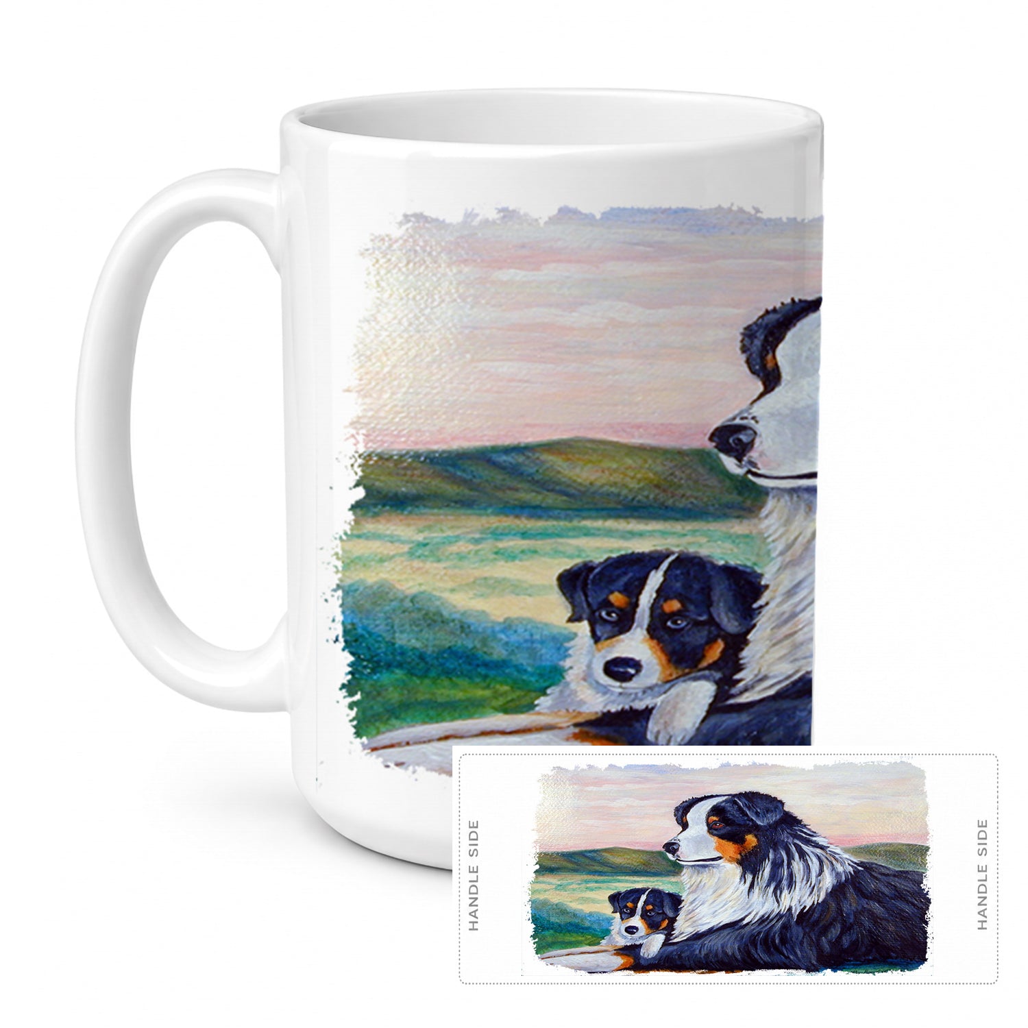 Australian Shepherd Ceramic Coffee Mug 15 oz Decorative Large C Handle Mug Cup for Tea, Cocoa Hot Chocolate