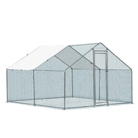 10 X 10 Ft Large Metal Chicken Coop, Walk-in Poultry Cage Chicken Hen Run House With Waterproof Cover, Rabbits Cats Dogs