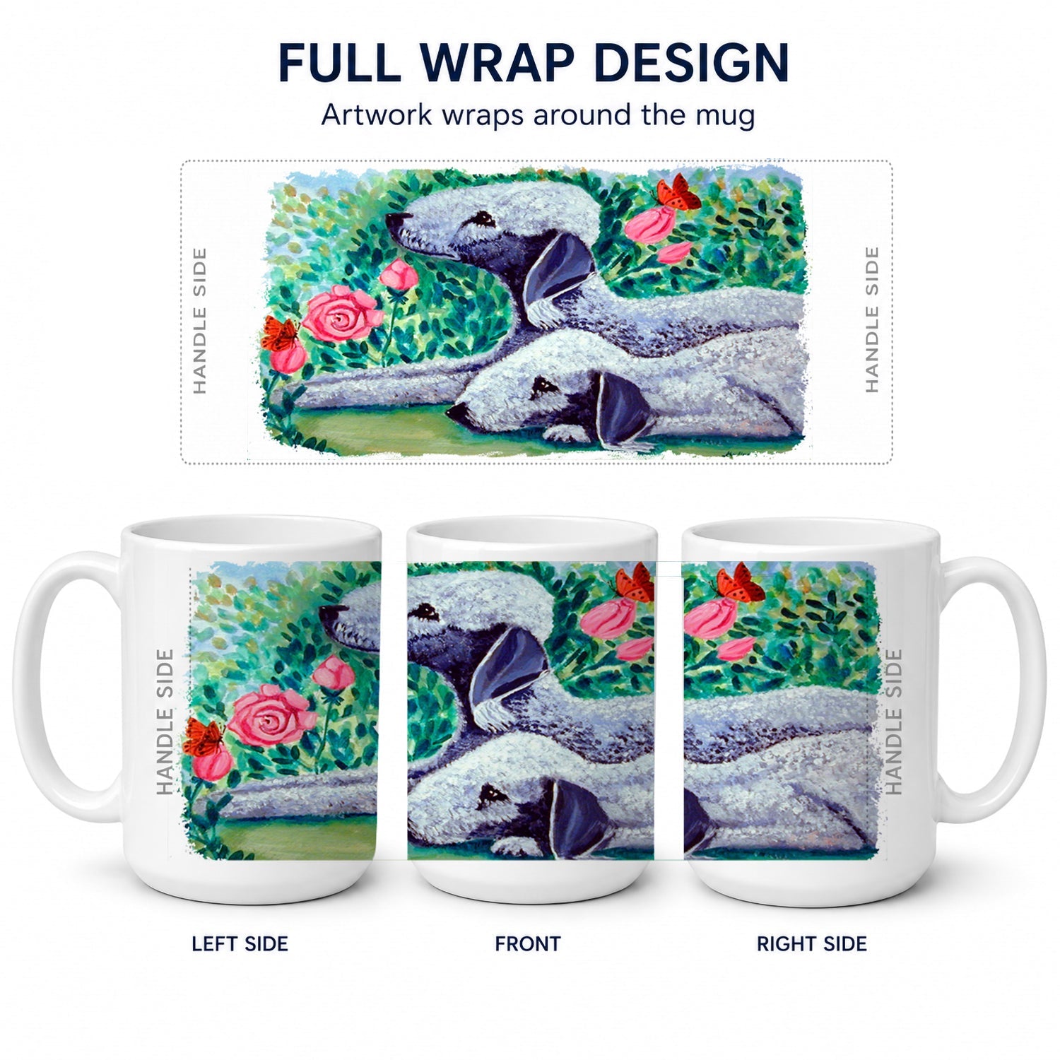 Bedlington Terrier Ceramic Coffee Mug 15 oz Decorative Large C Handle Mug Cup for Tea, Cocoa Hot Chocolate