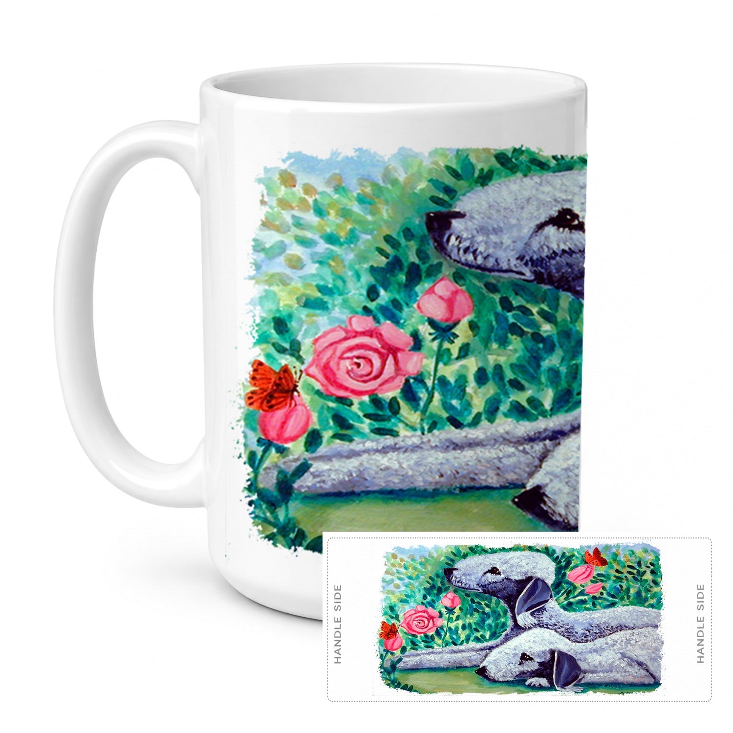 Bedlington Terrier Ceramic Coffee Mug 15 oz Decorative Large C Handle Mug Cup for Tea, Cocoa Hot Chocolate