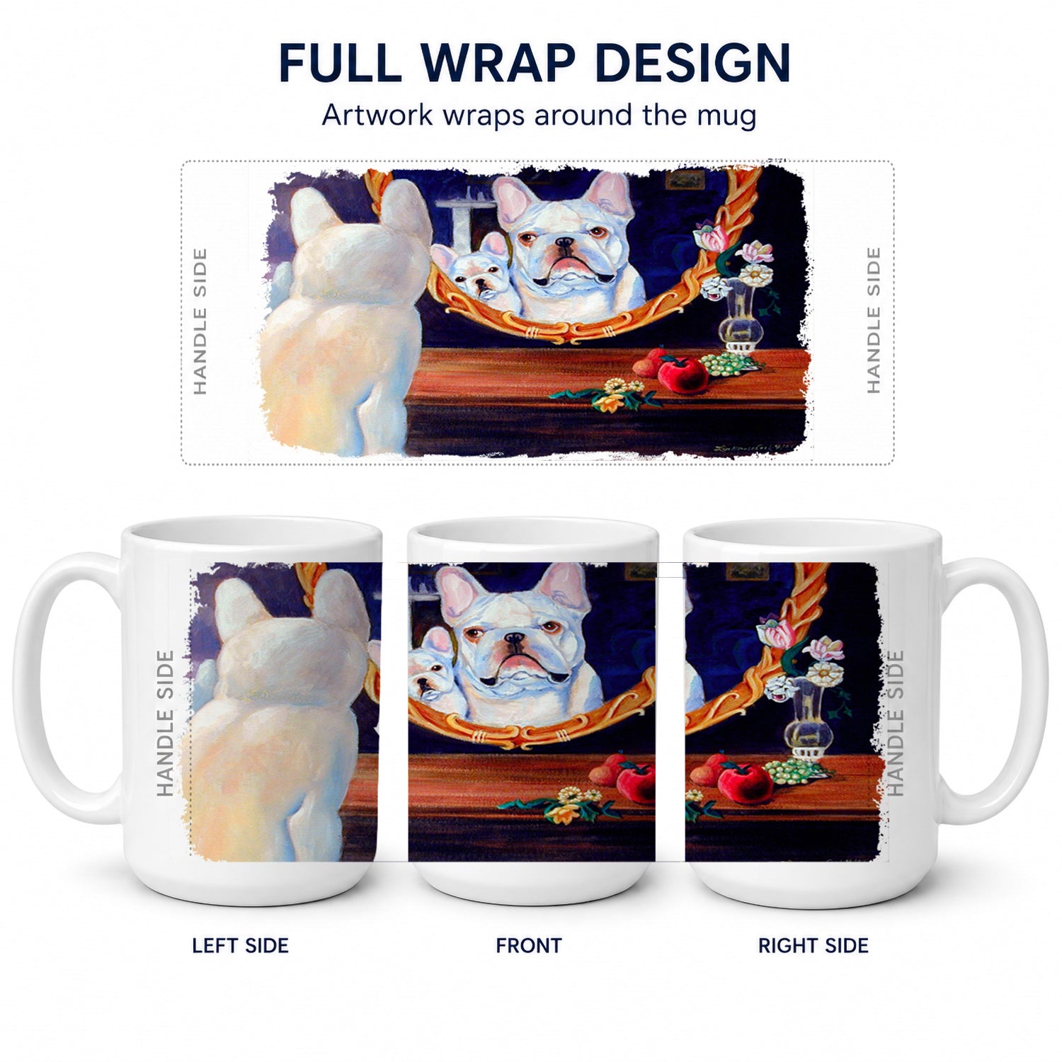 French Bulldog Ceramic Coffee Mug 15 oz Decorative Large C Handle Mug Cup for Tea, Cocoa Hot Chocolate