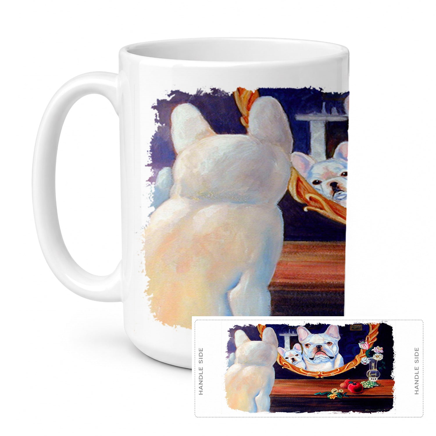 French Bulldog Ceramic Coffee Mug 15 oz Decorative Large C Handle Mug Cup for Tea, Cocoa Hot Chocolate