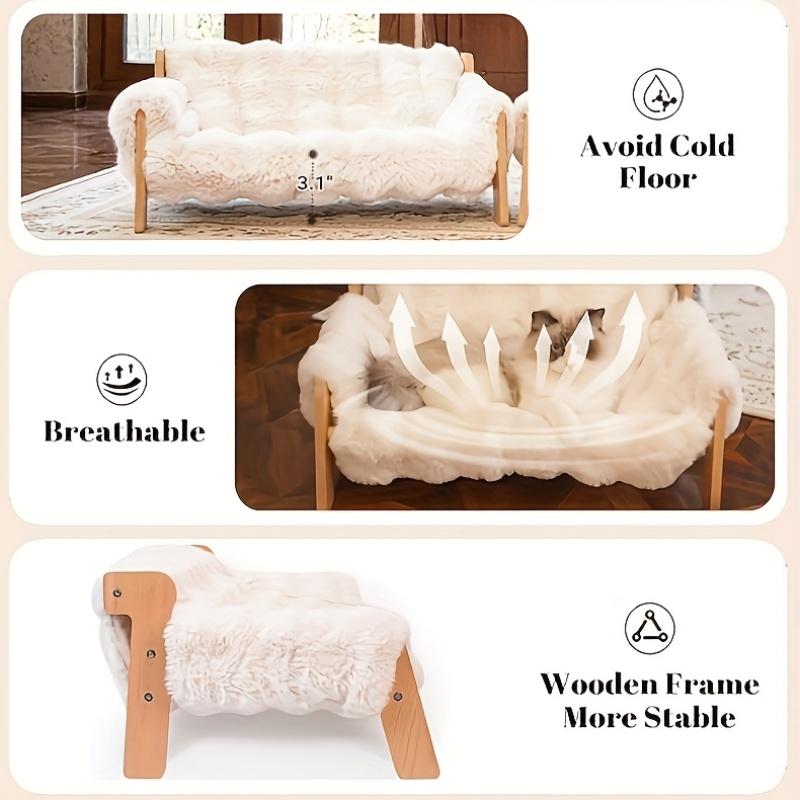 Cat Sofa Bed, Soft Plush Pet Sofa With Removable And Washable Cover, Non-slip Edge, Suitable For Indoor Cats And Small D
