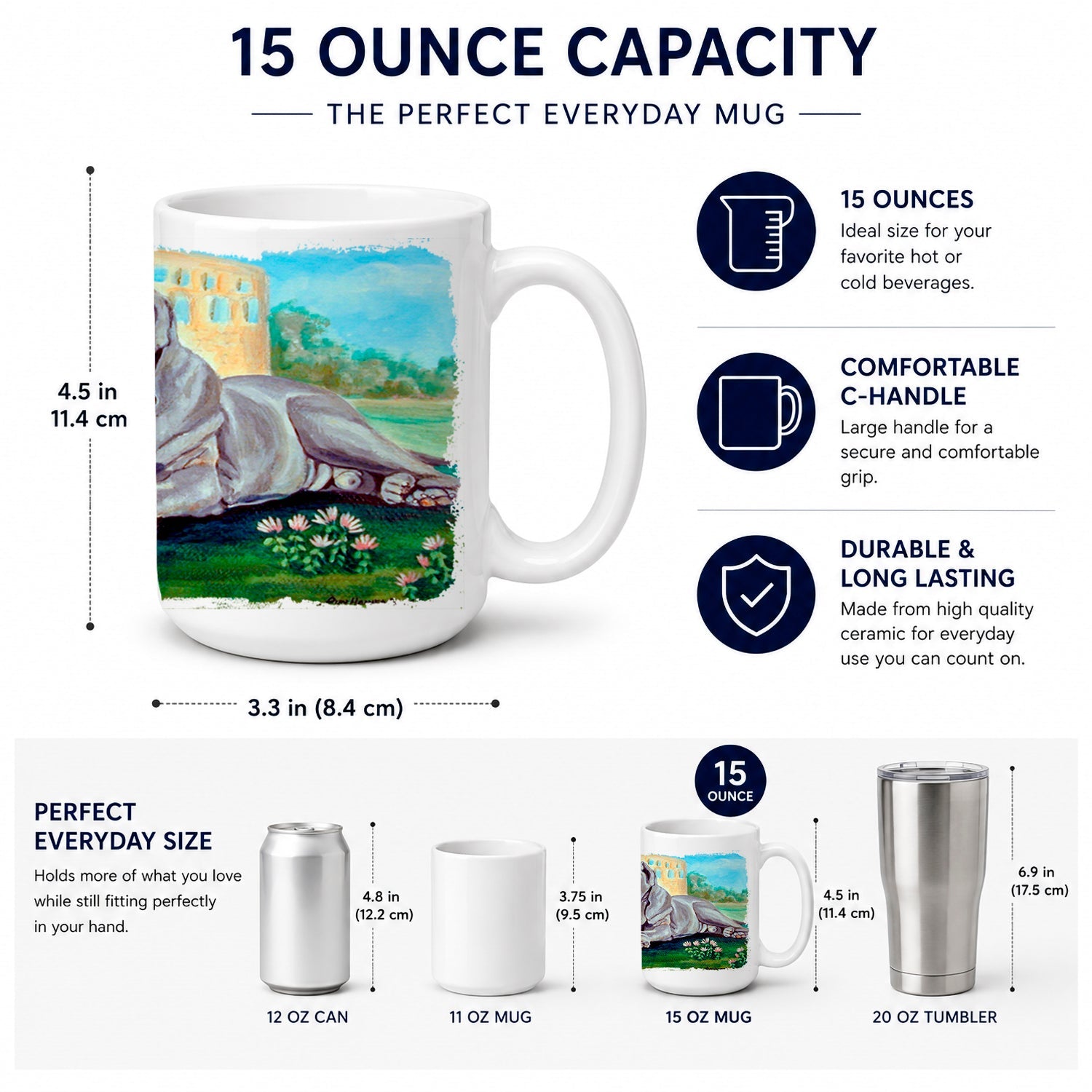 Neapolitan Mastiff Ceramic Coffee Mug 15 oz Decorative Large C Handle Mug Cup for Tea, Cocoa Hot Chocolate