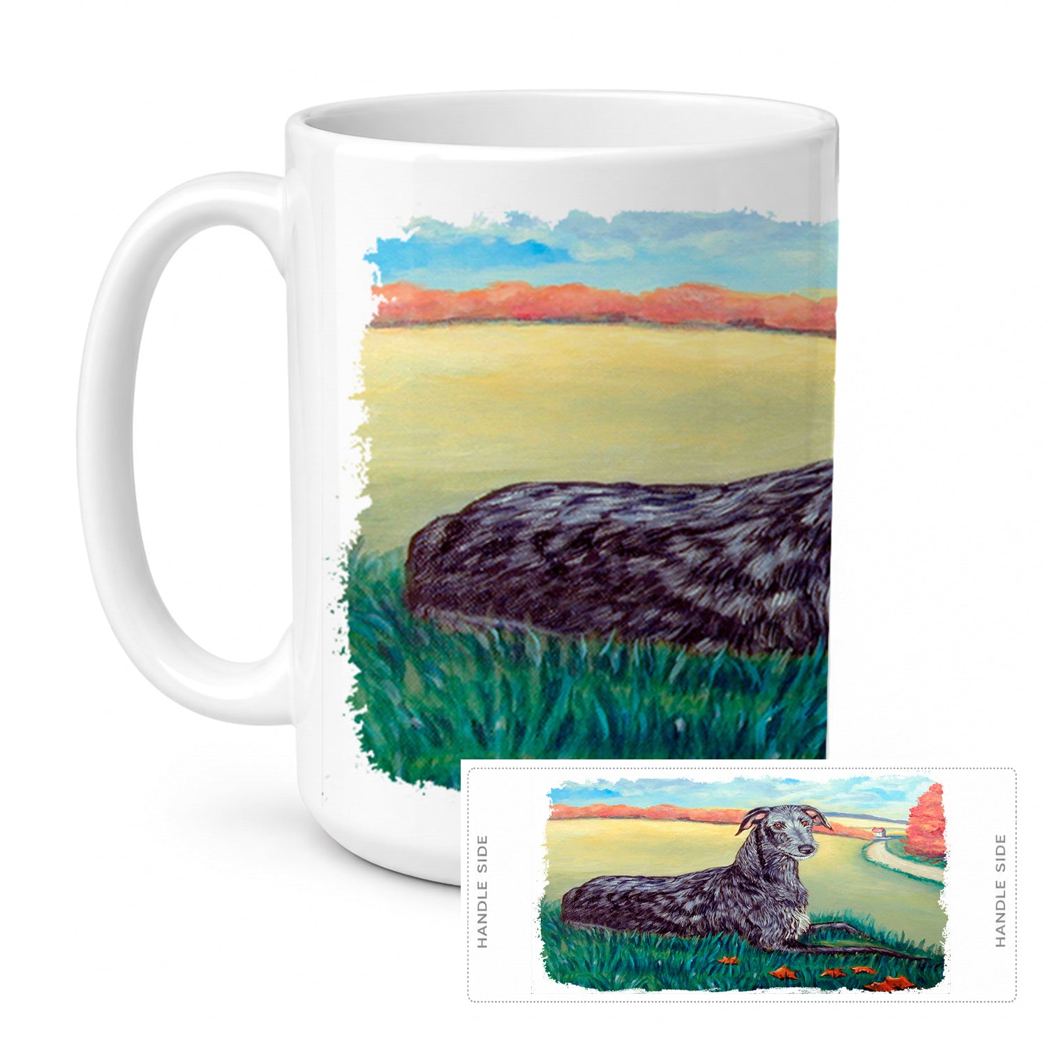 Scottish Deerhound Ceramic Coffee Mug 15 oz Decorative Large C Handle Mug Cup for Tea, Cocoa Hot Chocolate