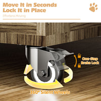 32in Dog Crate Furniture, Double Door Wooden Indoor Dog Kennel Furniture, Decorative Pet Cage End Table With Wheels For 