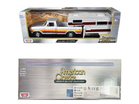 1979 Ford F-150 Custom Pickup Truck Silver Metallic with Side Stripes with Camper Shell "American Classics" Series 1/24 Diecast Model Car by Motormax